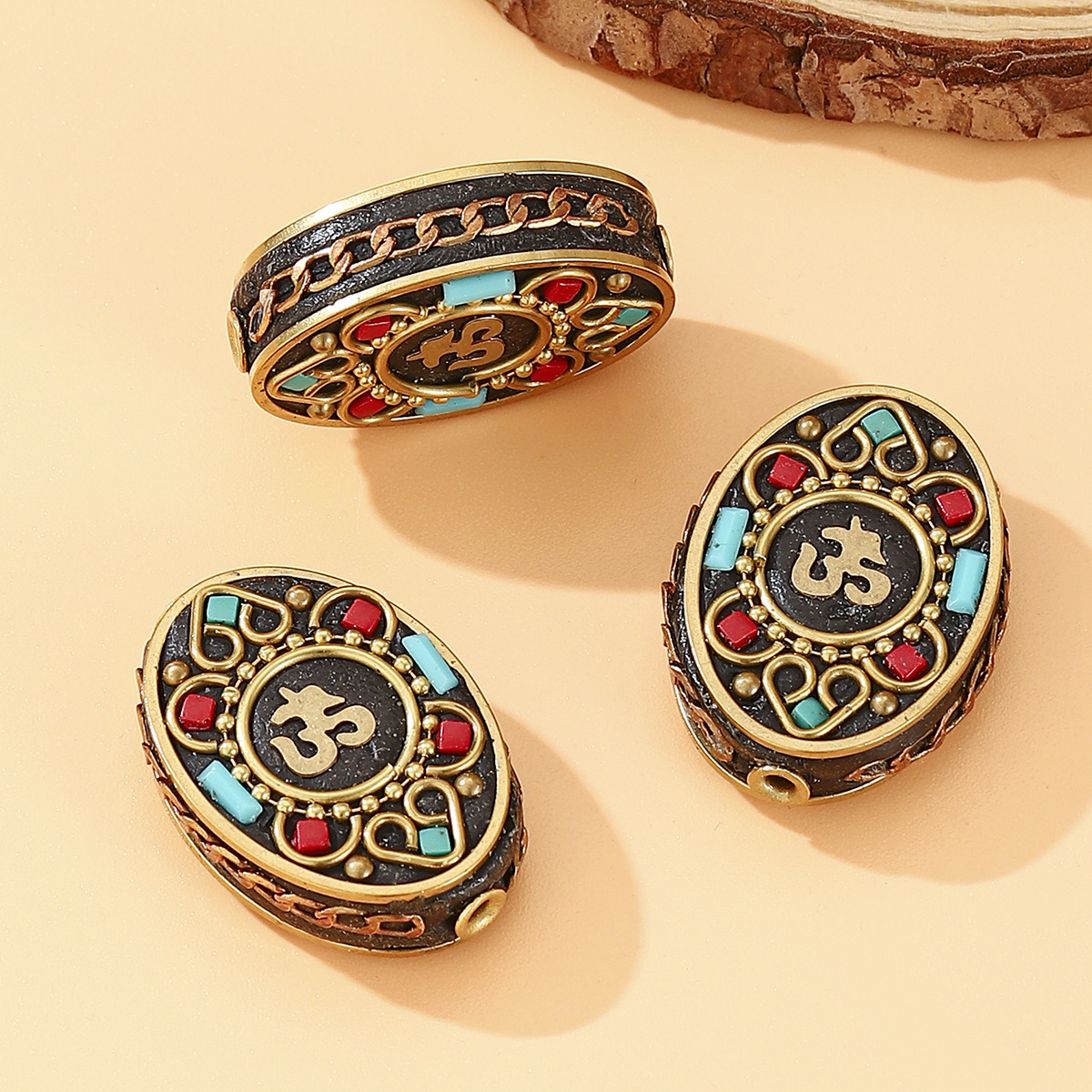 Tibetan-style Nepalese beads, loose beads, copper beads, back cloud inlay, retro ethnic style DIY jewelry accessories, spacer beads, bucket beads pic 19