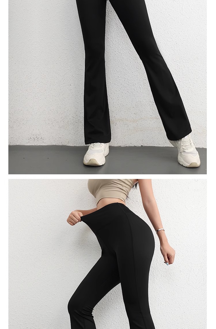 lulu foreign trade high-waisted, hip-lifting flared pants, seamless nude yoga fitness pants for women pic 23