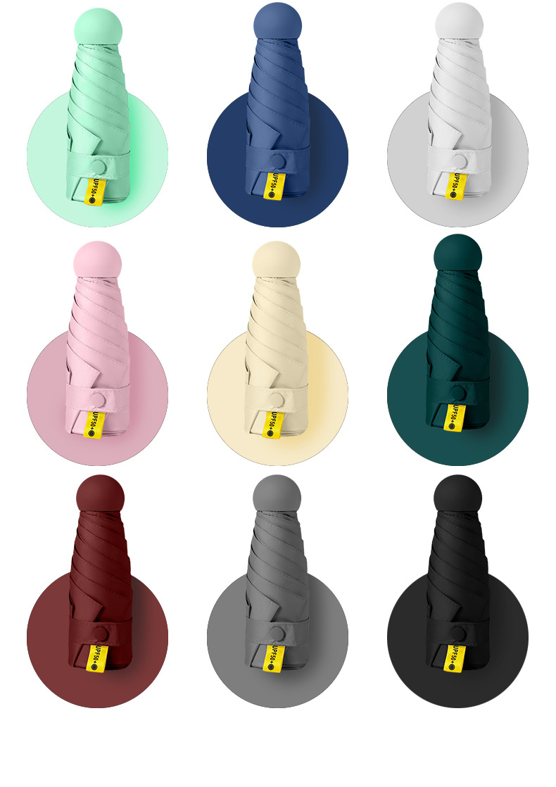 五折六骨口袋胶囊伞晴雨两用伞小巧可印刷logo遮阳防紫外线防晒伞详情13