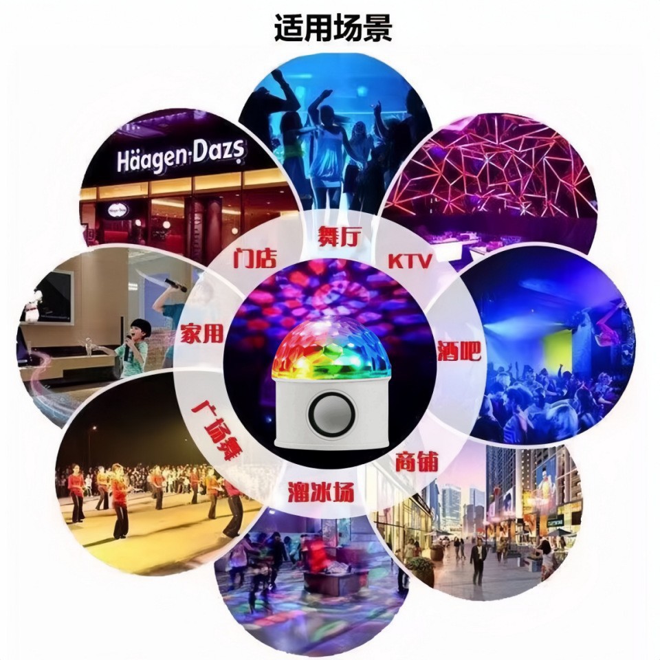 七彩旋转灯小夜灯闪光灯房间蹦迪氛围灯爆闪舞台装饰灯蓝牙音响灯详情6