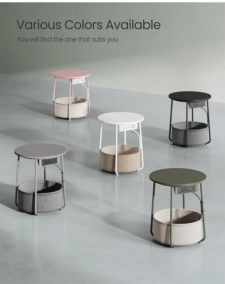 The high-end pink, white and green coffee table beside the tea table is equipped with a storage basket for storage. It is a multi-functional tea table with a charging socket pic 7
