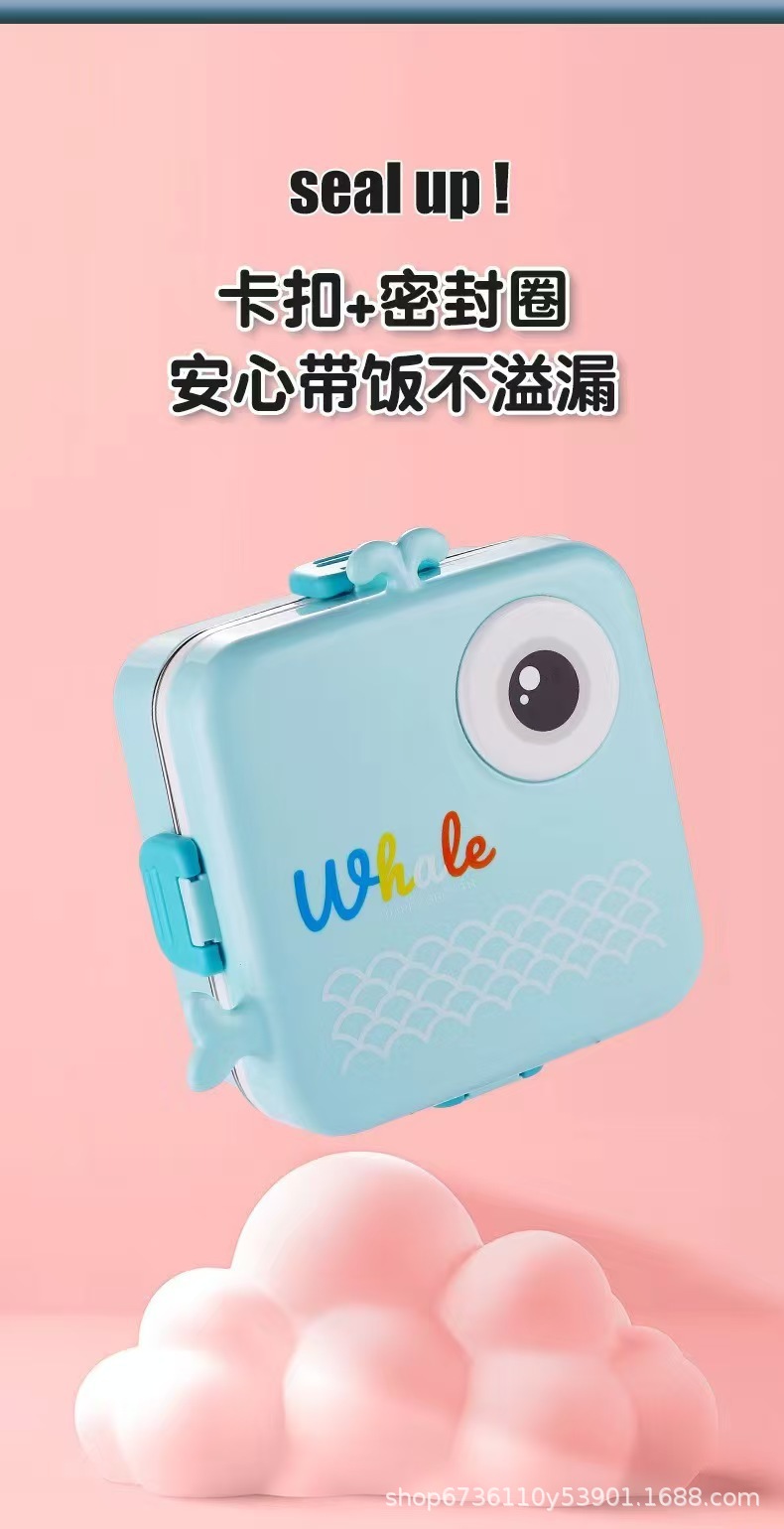 Cartoon cute stainless steel insulated lunch box with tableware, sauce box, compartments, sealed with lid, anti-scald and heat-insulating lunch box pic 8