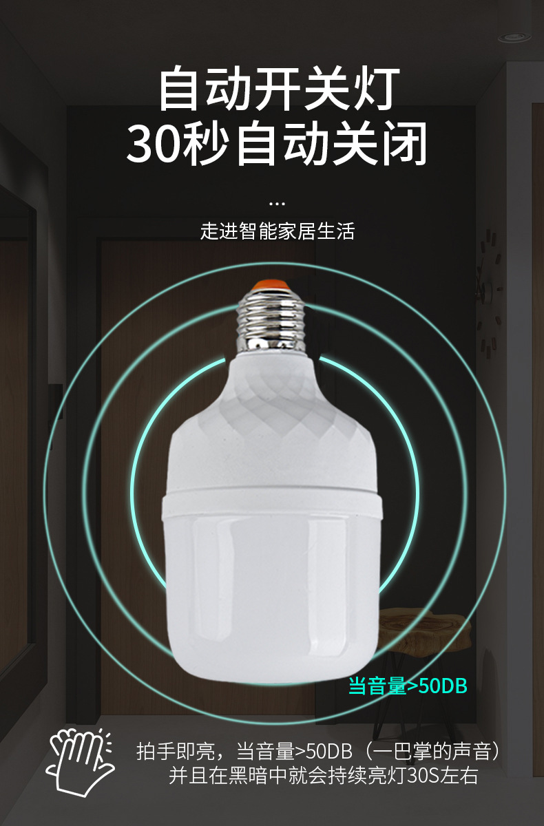 Radar human body sensor light, sound and light control bulb, intelligent led infrared bulb for corridor, garage and corridor pic 6