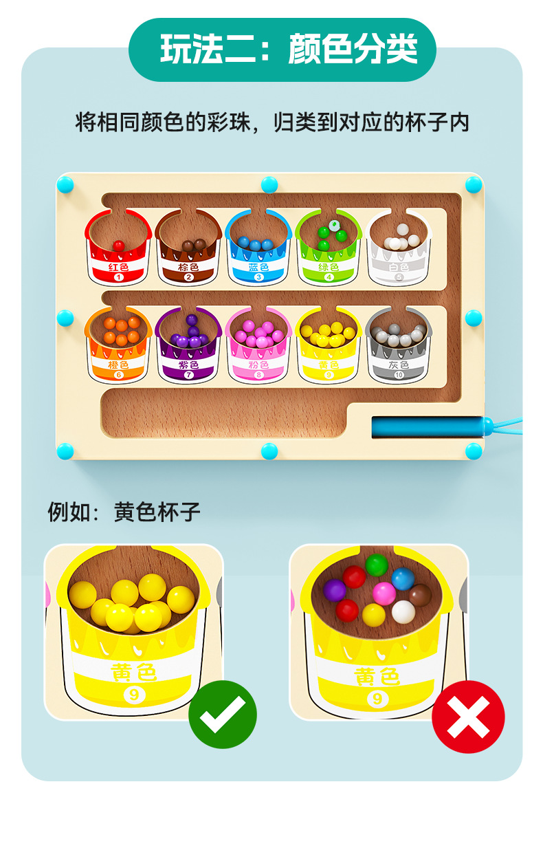 早教磁力走珠迷宫4宝宝2一3到6岁控笔训练儿童益智逻辑专注力玩具详情5