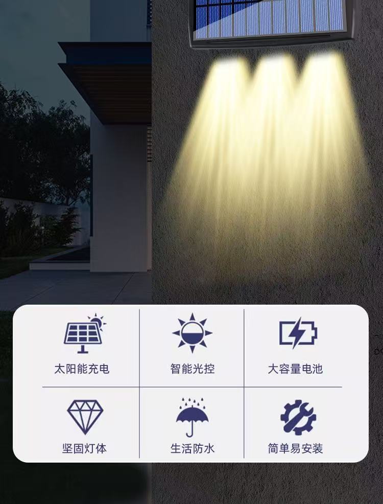 Sun Dual-shadow garden lamp, with intelligent light control, waterproof, long-lasting battery life and easy installation, is a three-color ambient lamp pic 3