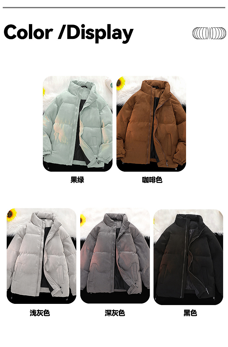Customizable LOGO thickened suede cotton jacket for both men and women, loose cotton coat, breaded jacket, stand-up collar coat pic 2