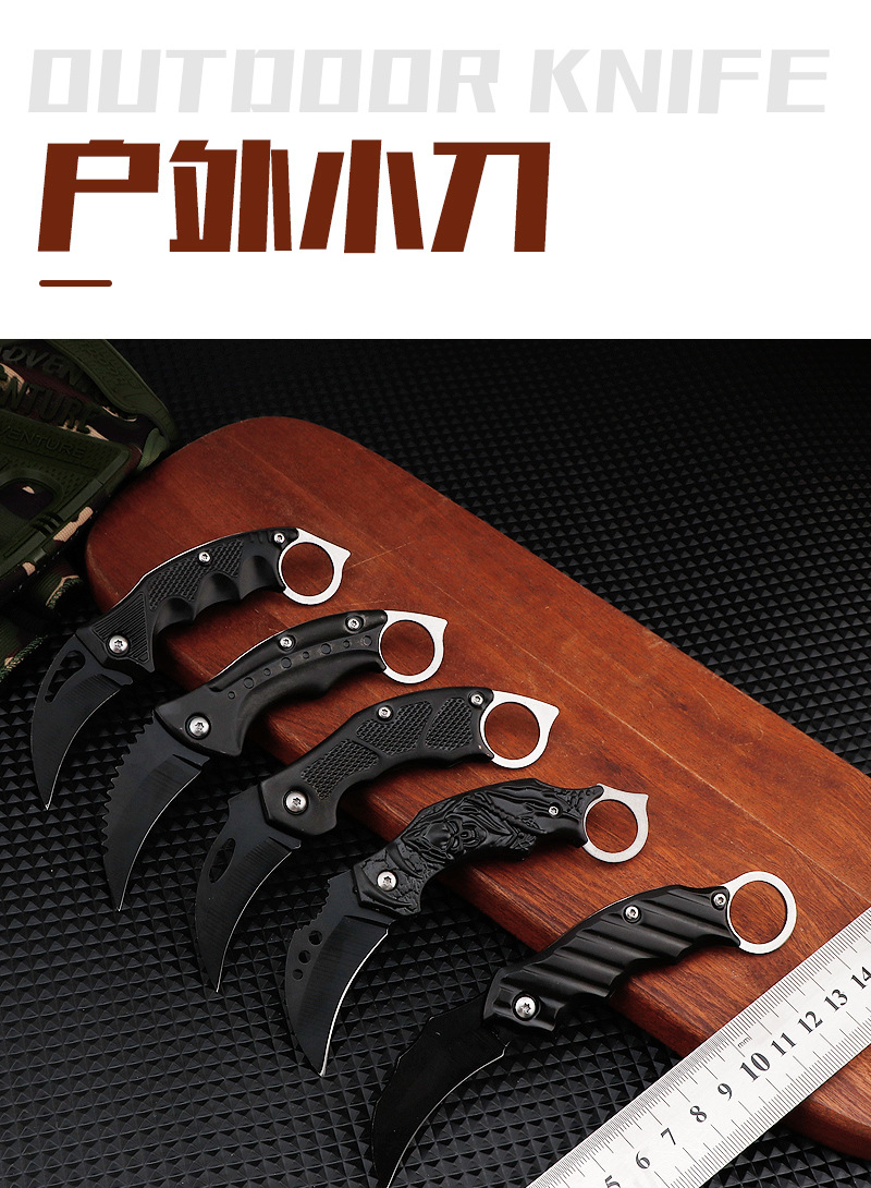 In-stock folding knife, claw knife, multi-functional outdoor survival knife, portable mini fruit knife pic 1