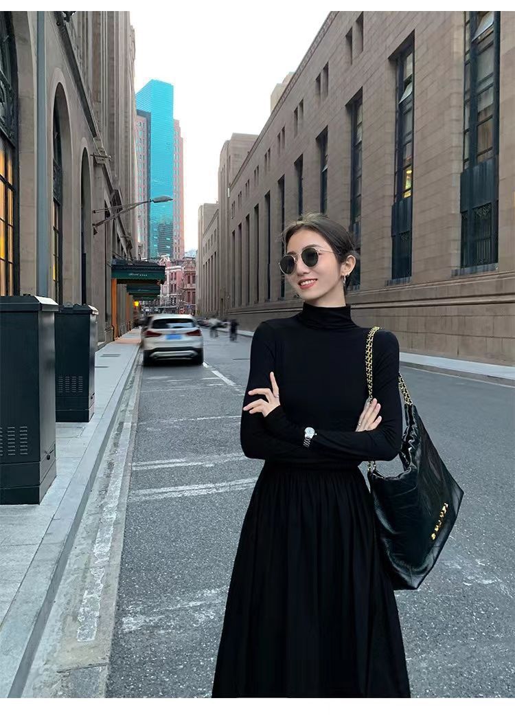 This high-end Hepburn stylish dress is a new Korean style for women in the autumn of 2024. It looks slimming with a knee-length base layer and a long skirt underneath pic 11