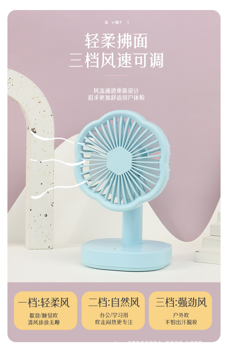 diy handcrafted cream glue usb rechargeable fan, old-fashioned retro round student desktop dormitory mini fan pic 3