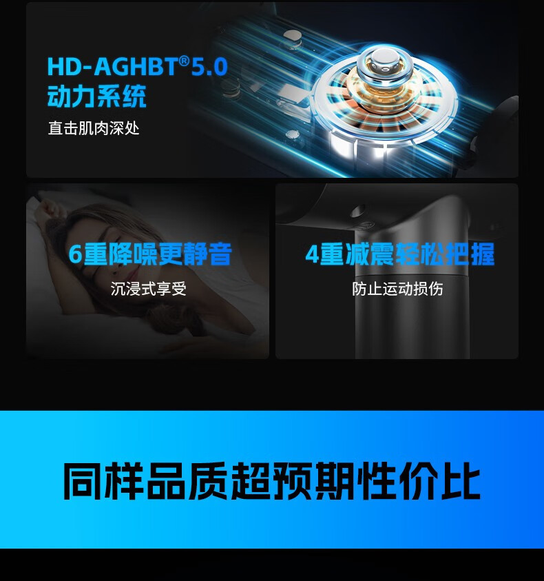 严选HYUNDAI电动筋膜枪充电款按摩器四六头按摩枪专业级肌肉按摩详情14
