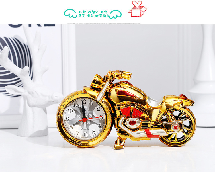 跨境塑料摩托车造型闹钟家居摆件小学生起床床头柜书桌详情3