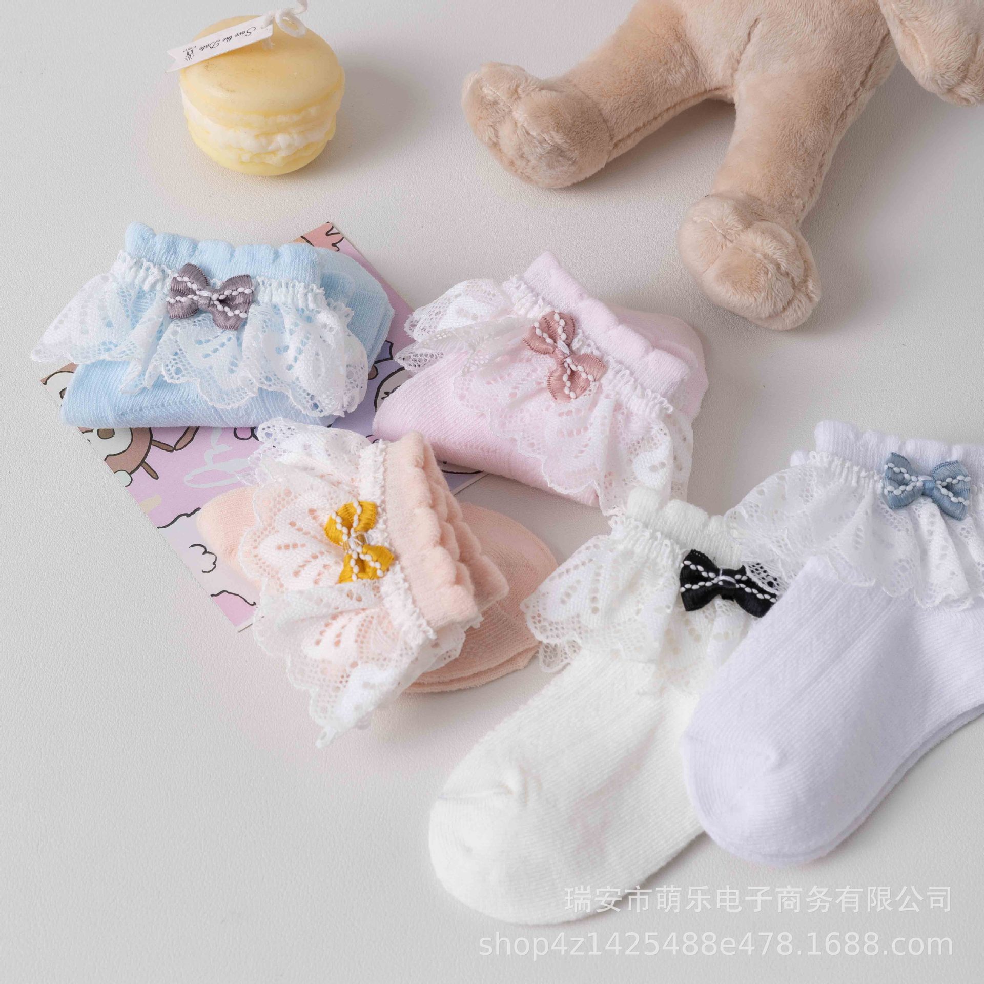 新生婴儿女童蕾丝花边袜棉透气舒适网眼薄款蝴蝶结花边宝宝袜详情5