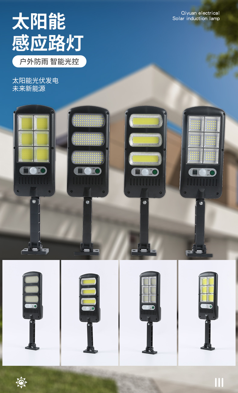 2021 Cross-border solar street lamps, outdoor waterproof LED garden lamps, outdoor human body sensing garden wall lamps pic 1
