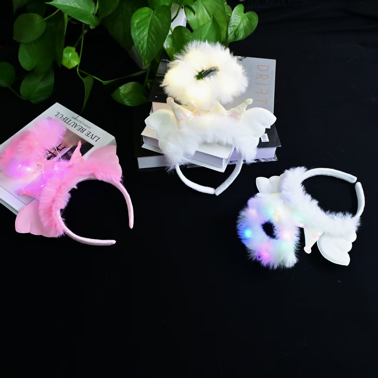 New trendy fairy cute glowing angel sequin headband headwear, girls take photos glowing event party pic 16