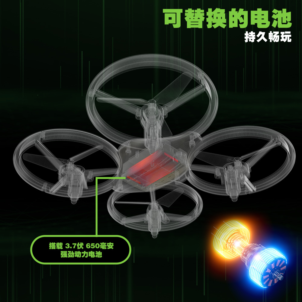 Cross-border LED drone light-emitting UFO sensing multi-rotor aircraft stunt rolling remote control aircraft toys pic 16