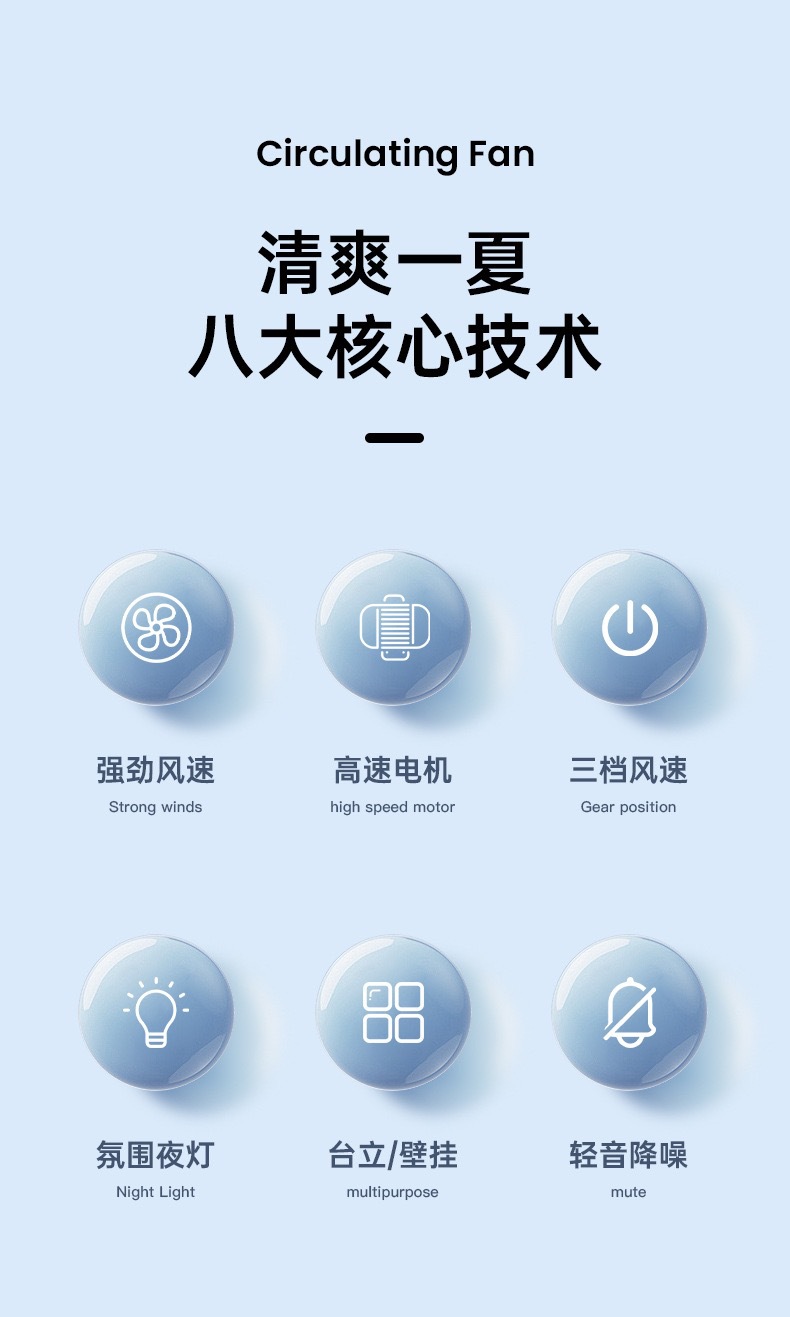 USB night light charging desktop fan, office, student dormitory, outdoor multi-functional portable small fan, gift, cross-border pic 3