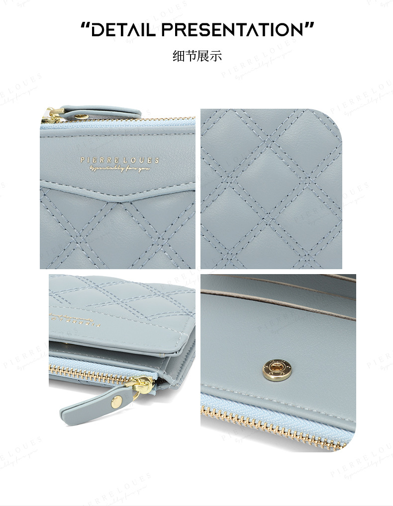 A fashionable new diamond-patterned student high-end wallet with a Korean InS-style short zipper and large capacity for women pic 10