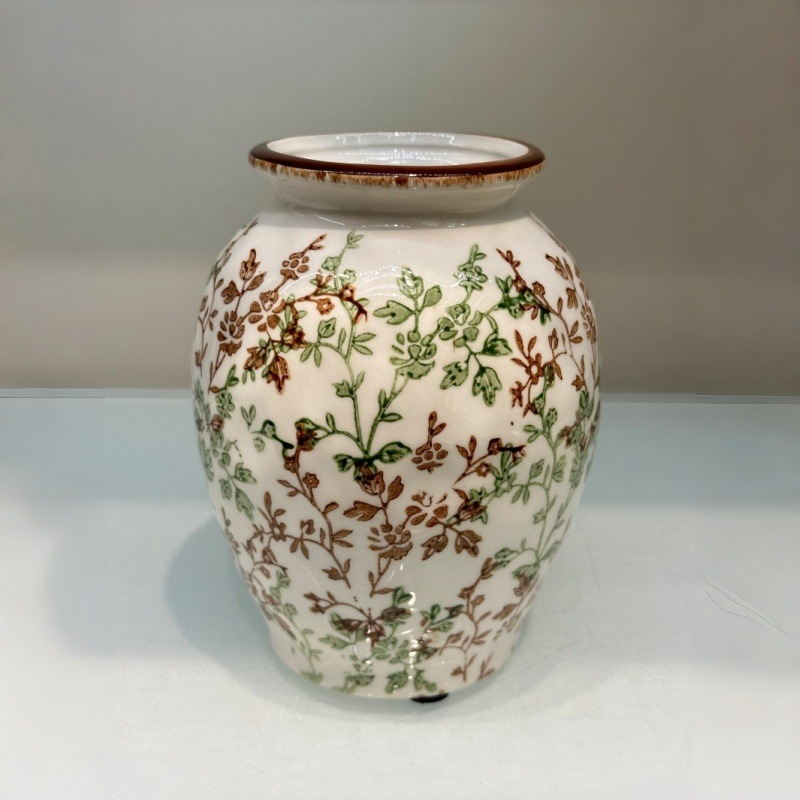 Double-eared ceramic ice-cracked small flower vase for water-grown flowers, hand-painted flowerpot ceramic vase pic 20