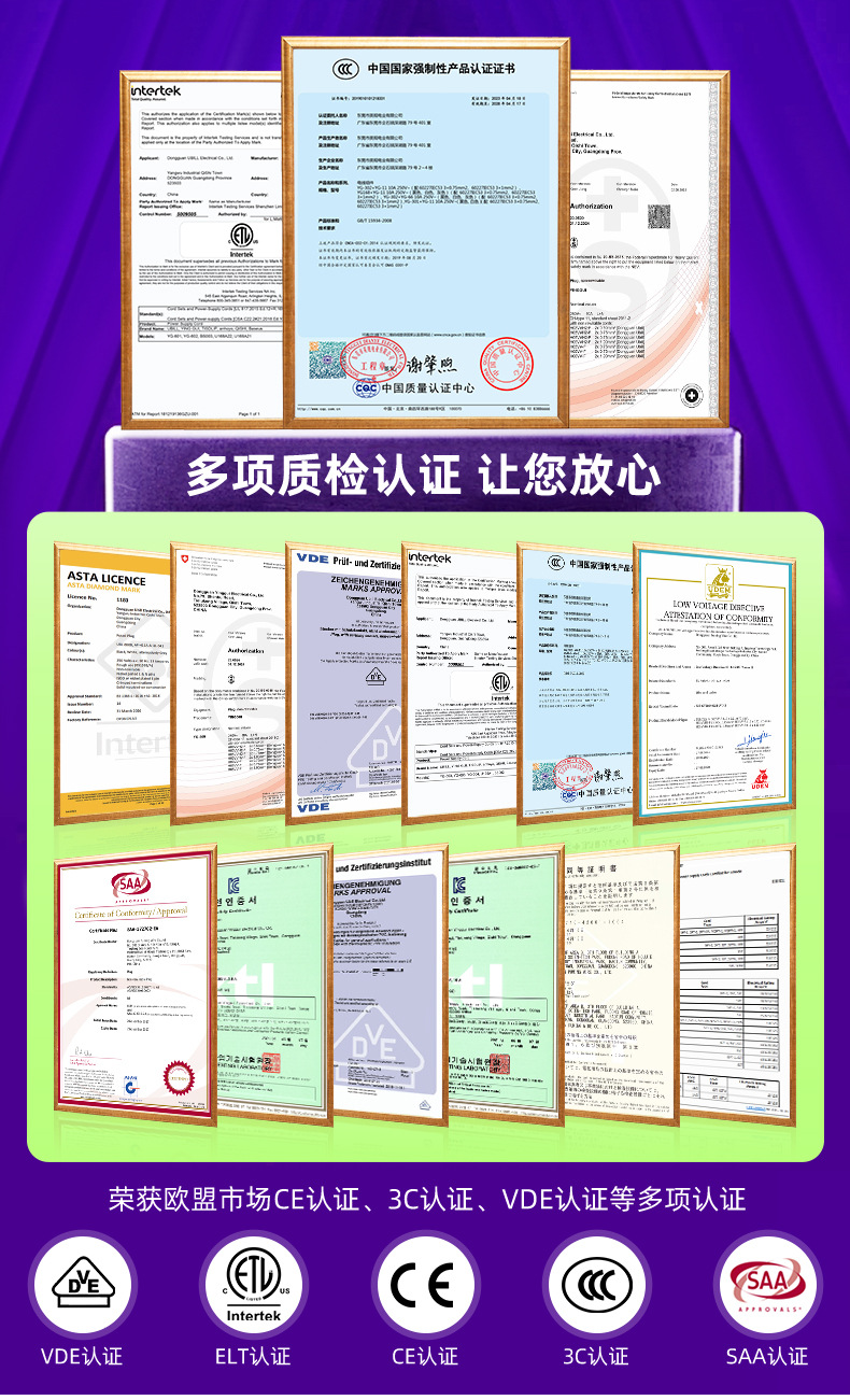 澳大利亚SAA认证带插头线澳标三插品字尾澳式两插8字尾澳规电源线详情4