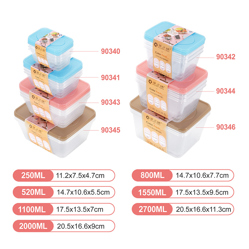 塑料保鲜盒微波炉便当盒蔬菜水果收纳盒外卖饭盒批发塑料盒套装详情6