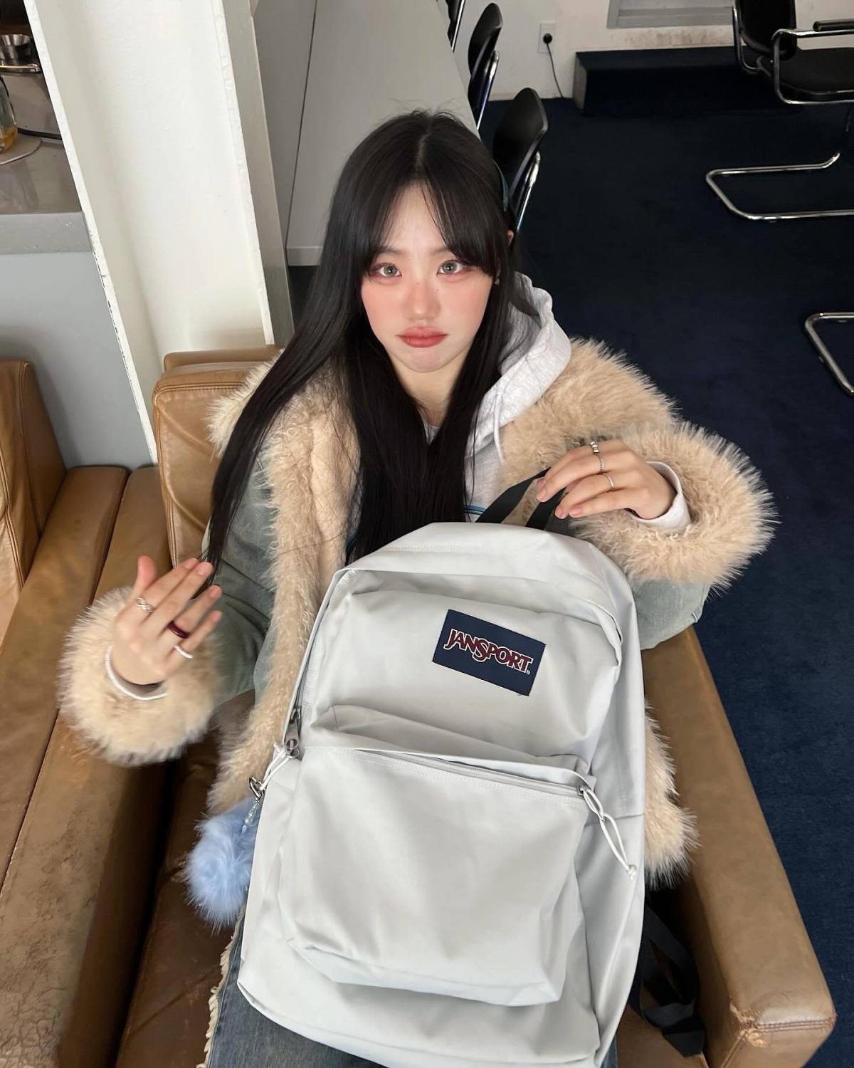 跨境外贸JANSPORT双肩包学生书包男女款背包蝶漾青漾雾霾蓝可代发详情6