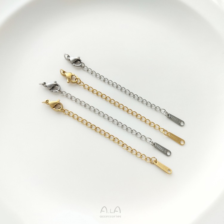 Color-preserving titanium steel extended chain, gold and white gold lobster clasp tail chain, handcrafted bracelet, necklace, extended chain accessory pic 9