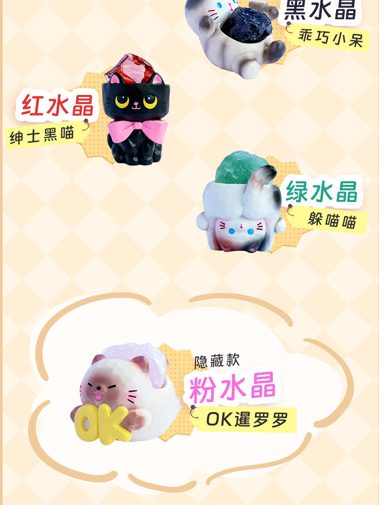Miao Qu Crystal Blind Box Cartoon Cute and adorable cat desktop display gift, gift resin display blind box wholesale pic 6
