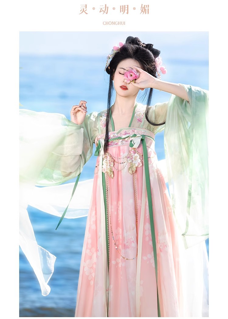 国潮新款原创春雨落花唐制汉服女齐胸襦裙改良古风超仙中国风古装详情7