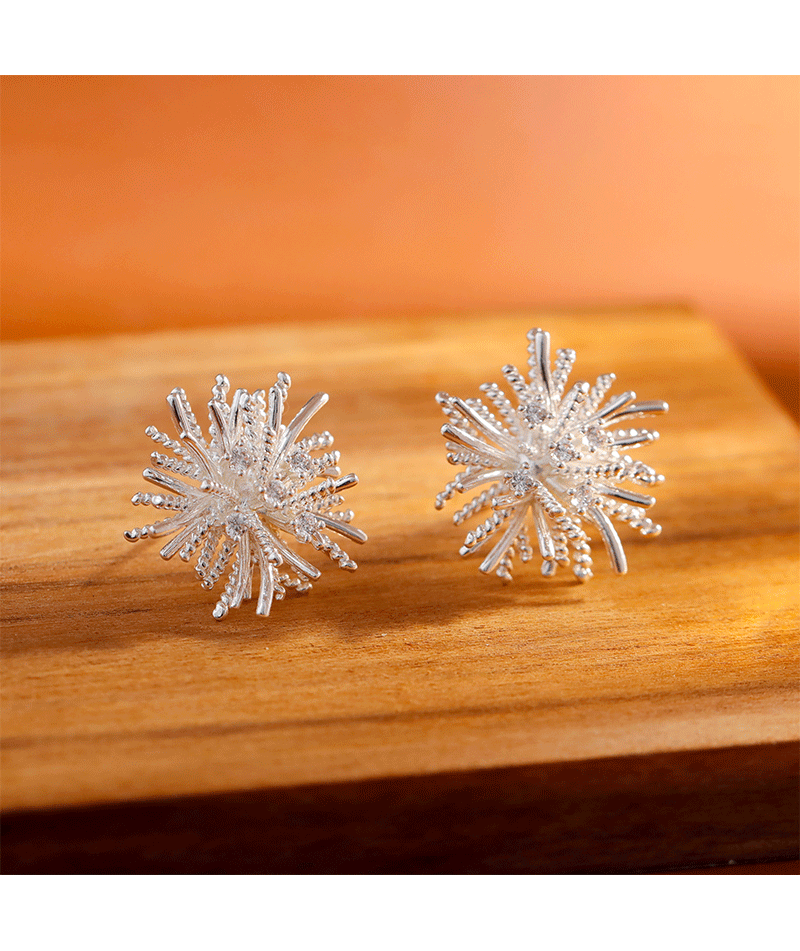 Hyacinth925 silver needle unique design, fashionable and exquisite dandelion stud earrings, fashionable and versatile for commuting, high-end earrings and earrings pic 6