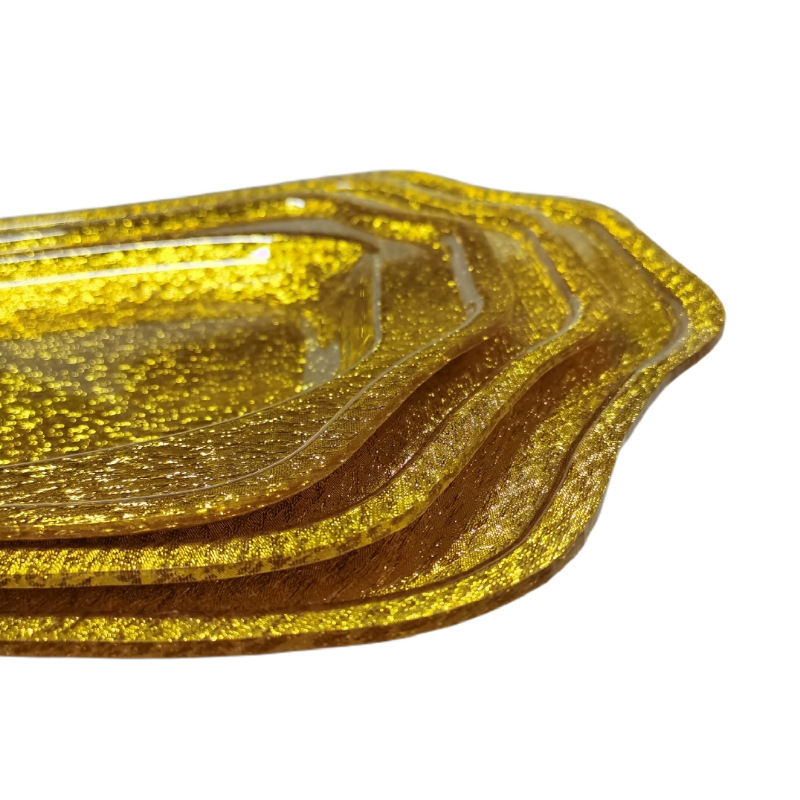 亚克力金色蛋型刺身盘长方形加厚塑料烤乳猪托盘水果盘菜碟子平盘详情7