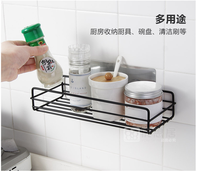 浴室简约置物架壁挂厕所卫生间免打孔洗手间挂篮家用洗漱台铁艺架详情6