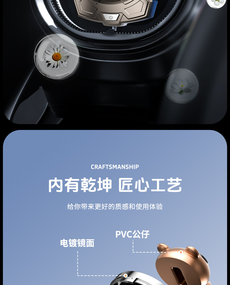 The new car features cute bear ambient lights, air outlets, car aroma diffusers, interior accessories, rhythm lights, and illuminated decorative items pic 4