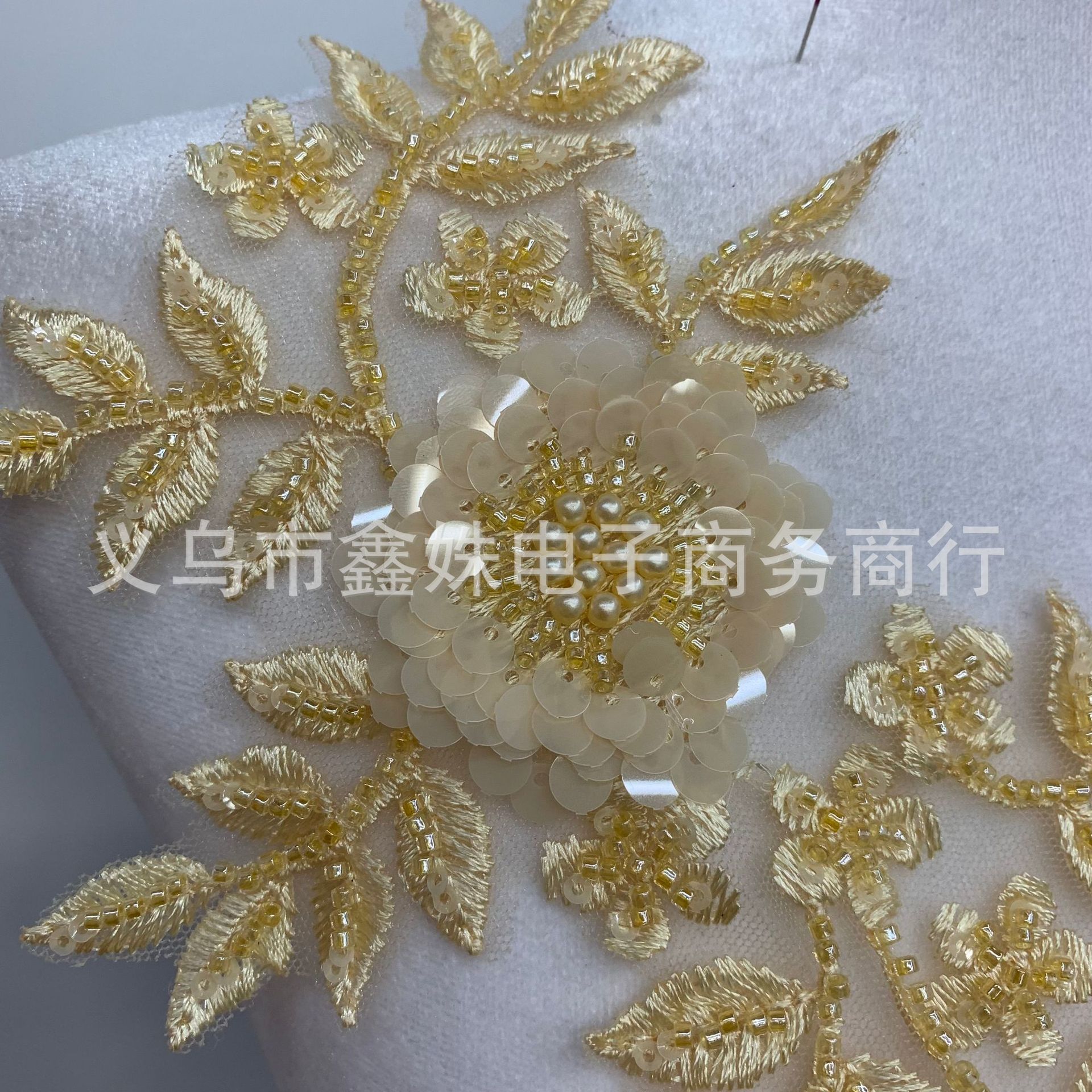 Best-selling colored three-dimensional lace embroidered fabric stickers for diy evening gowns and wedding clothing accessories with sequins and decals pic 10