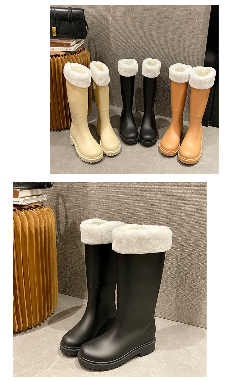 跨境时尚高筒雨鞋女保暖厚底韩版百搭防水靴外穿防滑厨房胶鞋女士详情18