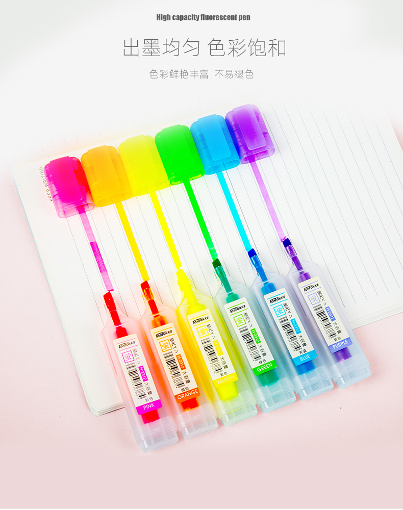 Small wholesale of Tianfeng highlighters, flat six-color tip highlighters 2312 planner pens pic 6