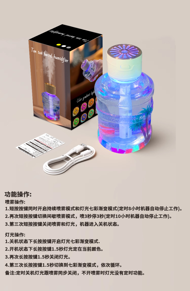 无雾加湿器蓝牙音响助眠白噪音播放器车载香薰150ml加湿器详情16