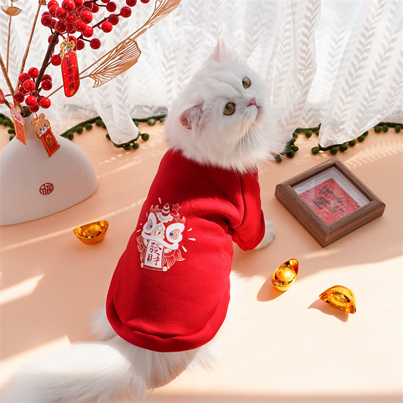 Año nuevo ropa de mascotas otoño invierno más peluche dos pies hoodies para perros ropa de gato teddy suministros fabricantes al por mayor pic 12