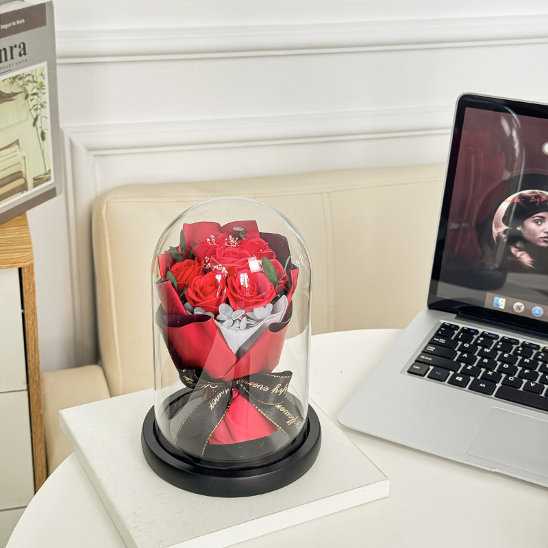 生日玻璃罩满天星干花情人节永生花母亲节客厅摆件玫瑰送女友详情5