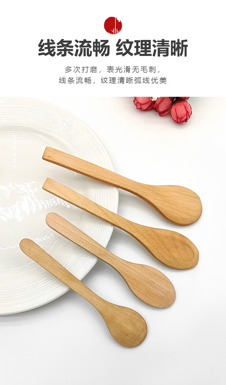 跨境创意迷你木质小勺子长柄调料咖啡蜂蜜勺食品级木勺子批发定制详情8