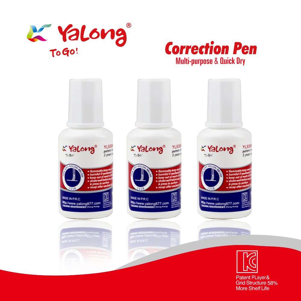 Yalong high-quality correction fluid, quick dry brush style white correction pen fluid pic 2