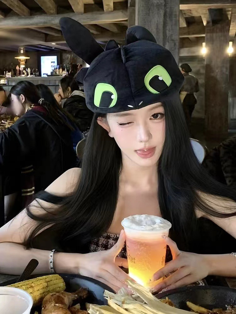 网红同款搞怪无牙仔帽子女秋冬卡通可爱情侣拍照头套成人贝雷帽详情5