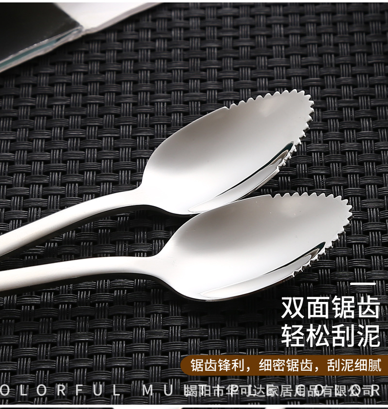 304 stainless steel baby food puree scraper, apple spoon with teeth, infant and toddler fruit puree scraper, logo made pic 14
