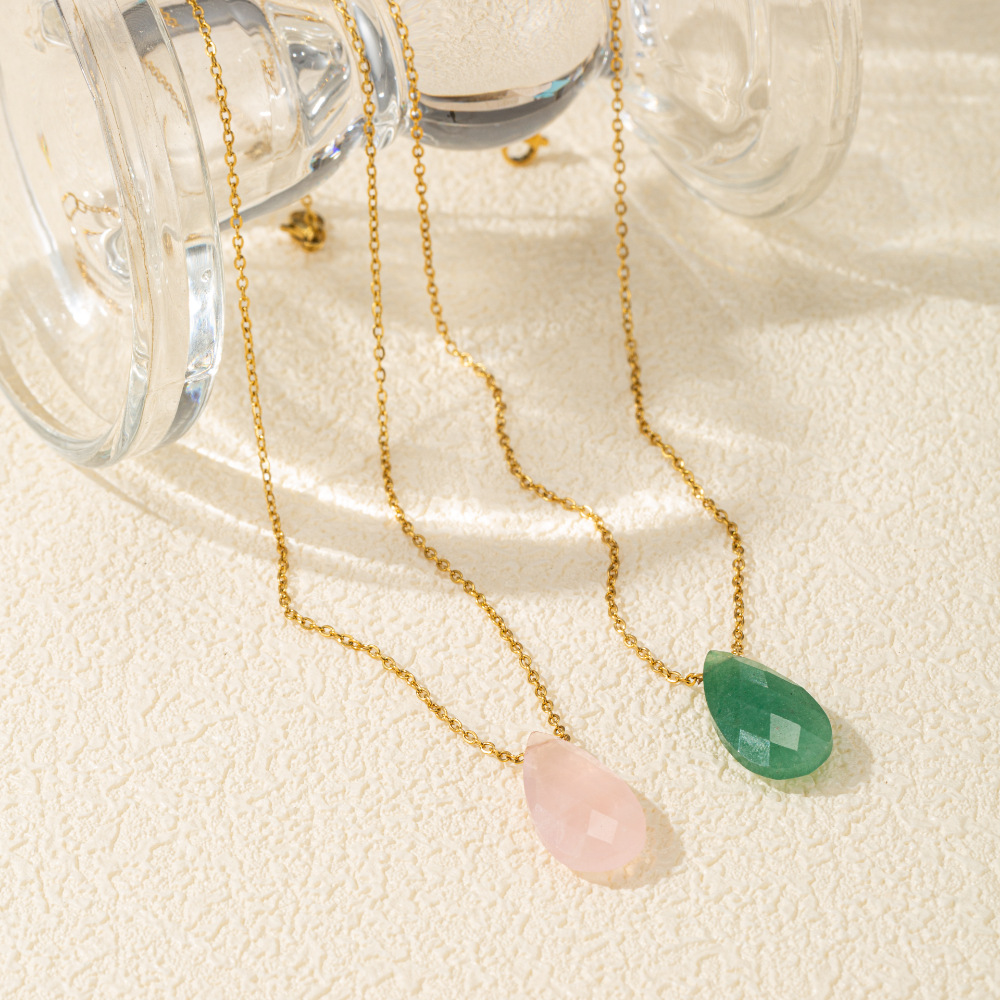 跨境热销新款时尚简约水滴天然石项链小众设计吊坠批发饰品项饰品详情6
