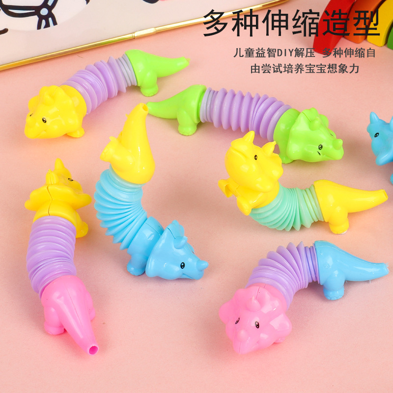 Telescopic pull tube dinosaur toys for release and stress relief, animal stretch tubes, small dinosaurs, street stall, square stall manufacturer wholesale pic 2