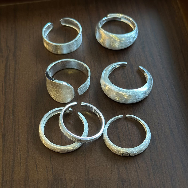 925 sterling silver ring with matte brushed finish, index finger ring opening design, bright silver versatile ring pic 3