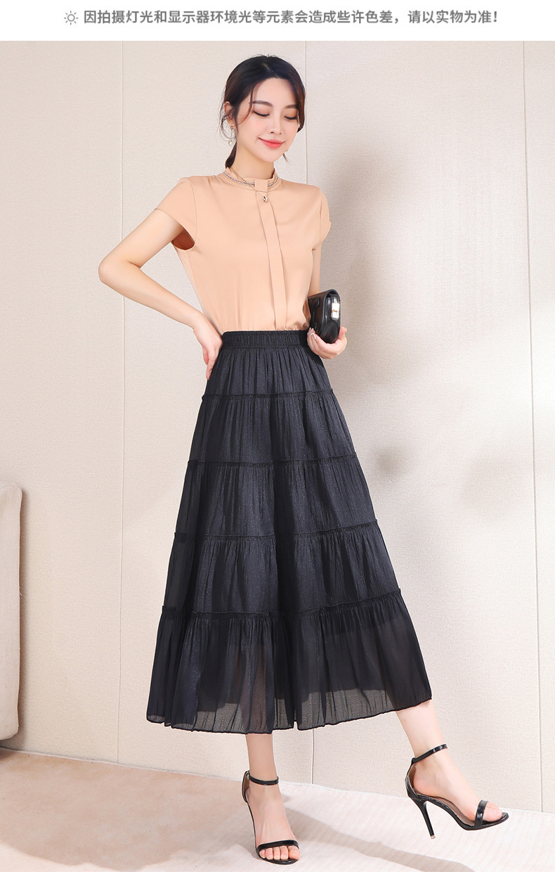 Fairy Forest style sweet pleated skirt 2024 new summer Design sense Light and thin skirt, fashionable high-waisted half skirt pic 13