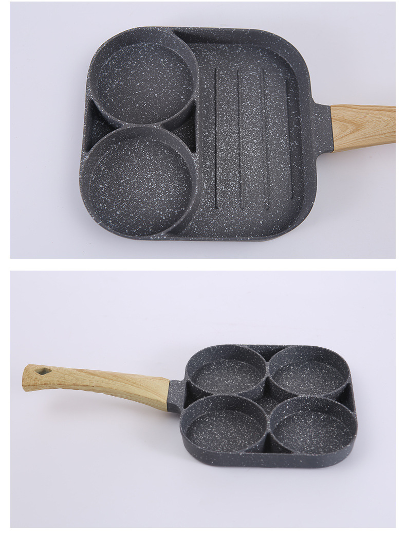 Cross-border new product: Tourmaline four-hole egg frying pan, non-stick flat egg dumpling pan, breakfast egg hamburger frying pan, kitchen pic 13