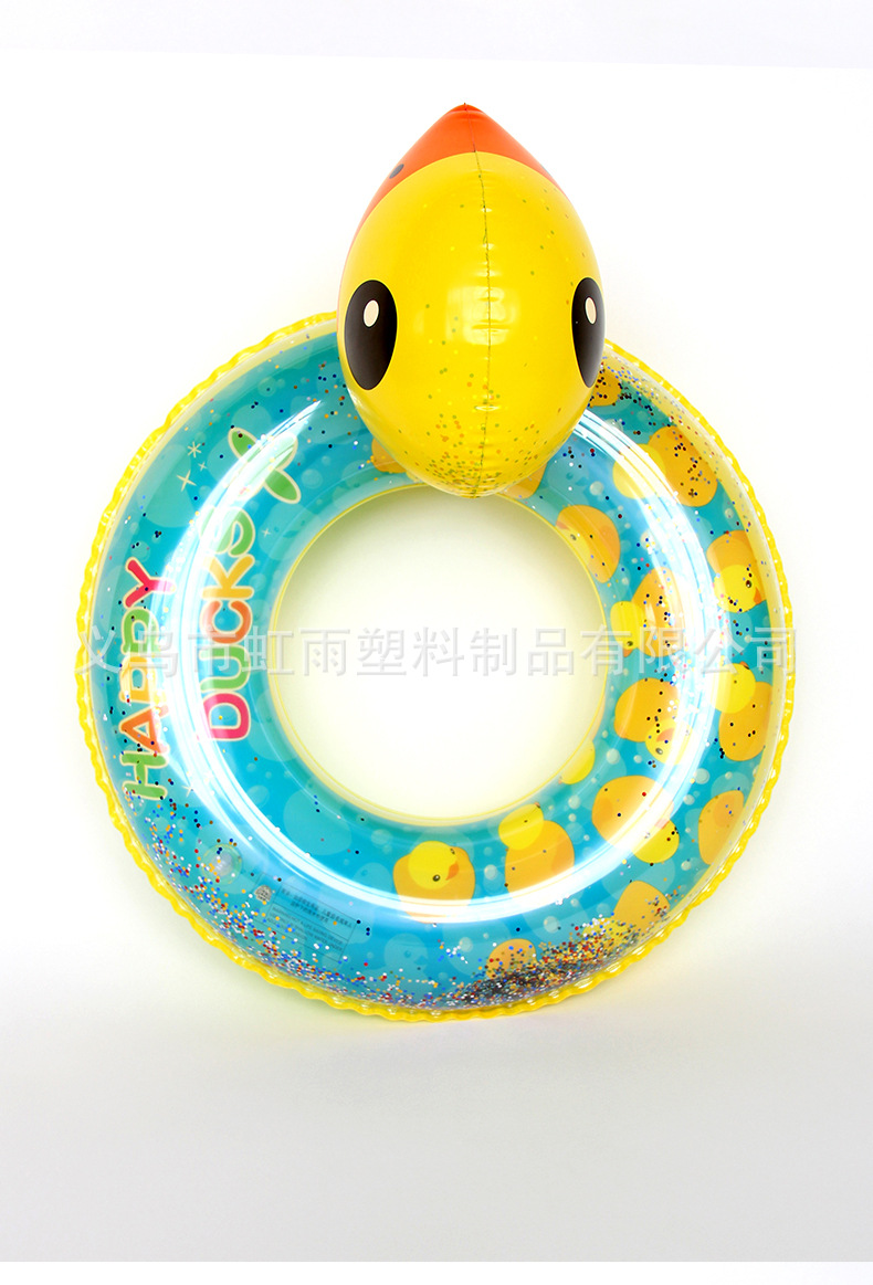 儿童泳圈婴儿座圈充气亮片坐圈带头艇宝宝戏水圈小黄鸭加厚游泳圈详情3