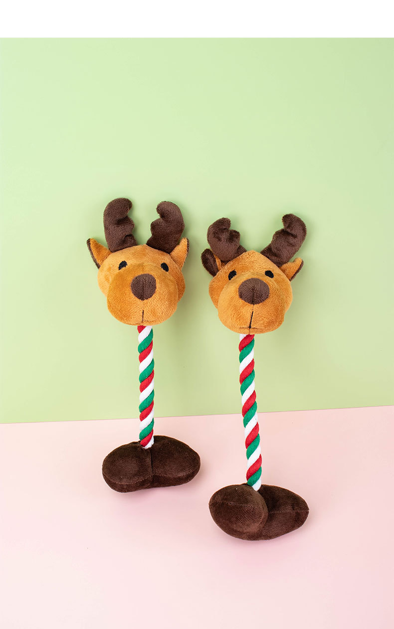 跨境宠物毛绒玩具圣诞棉绳发声麋鹿小型犬啃咬解闷玩具厂家直销详情12