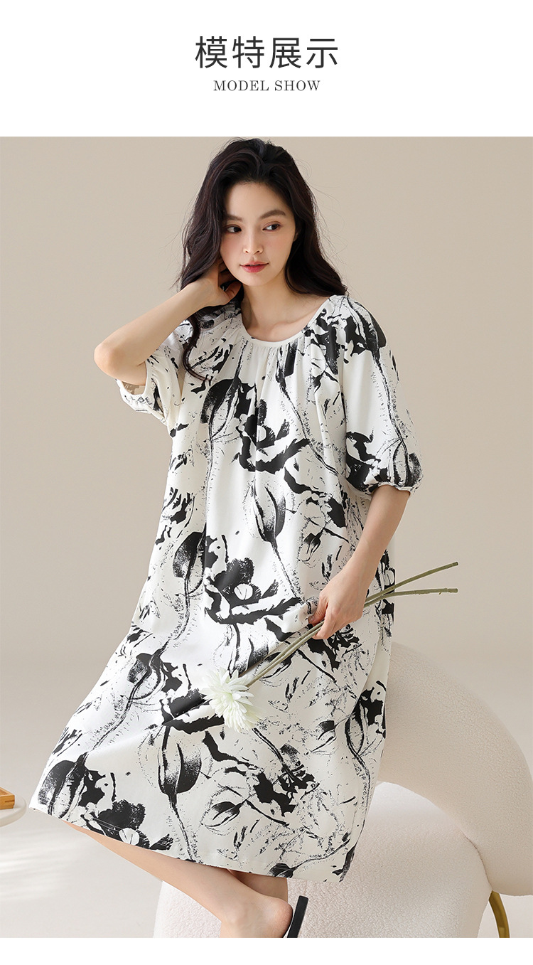 厂家新款春夏莫代尔棉亲肤睡裙女双口袋可外穿家居服7A级抑菌面料详情10